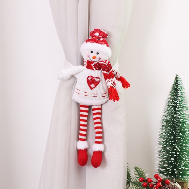ZHAOCHENG alzapaños de hebilla de cortina de Navidad, muñeco de nieve de Navidad, abrazadera de hebilla de retención, clip de Navidad, decoraciones de ventana, decoración de Navidad, decoración de gan
