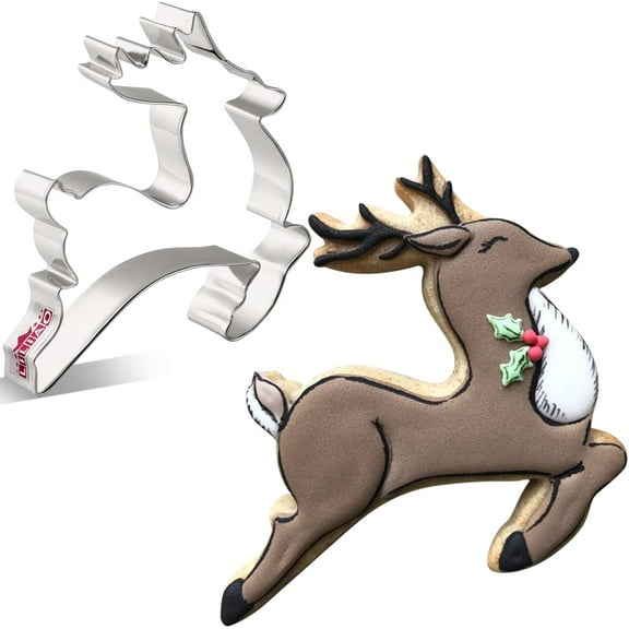 Christmas Reindeer Cookie Cutter - 3.9 x 4.3 inches - Stainless Steel
