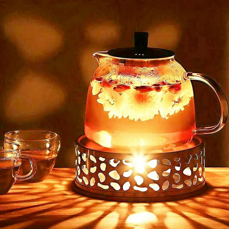 Teapot Warmer Glass Tea Coffee Warmer Heater Round Stainless Steel Tea  Warmer 