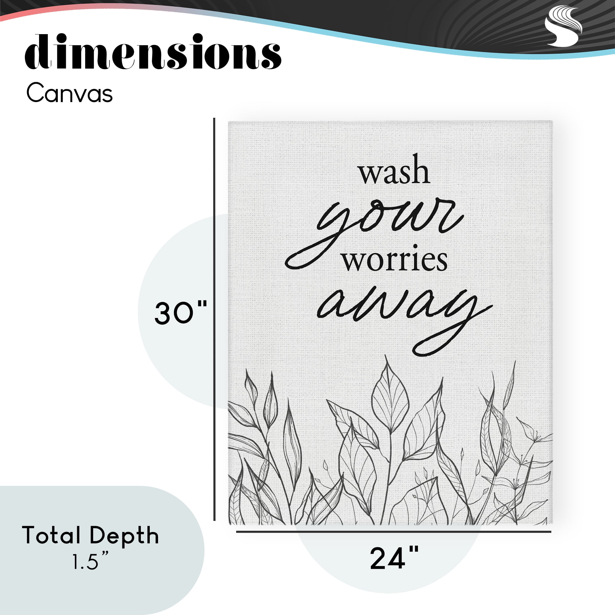 Wash Your Worries Away Minimalist Canvas Wall Art, design by Lettered and Lined