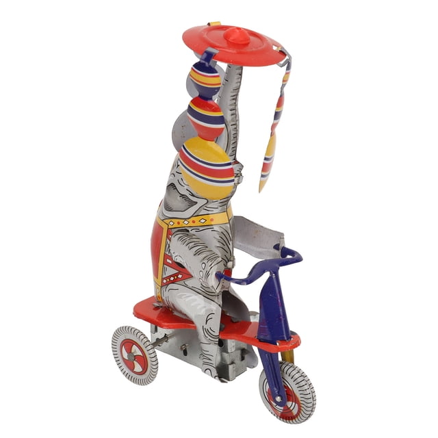 Elephant Tin Toy, Funny Unique Handmade Elephant On Tricycle Tin Toy for Collection