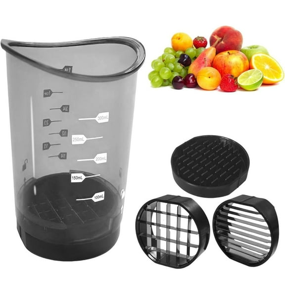 2025 Upgraded Fruit Slicing Cup, Removable Blades Push Plate,  Cup Slicer, Egg Grape Strawberry Cutter Kitchen Gadget