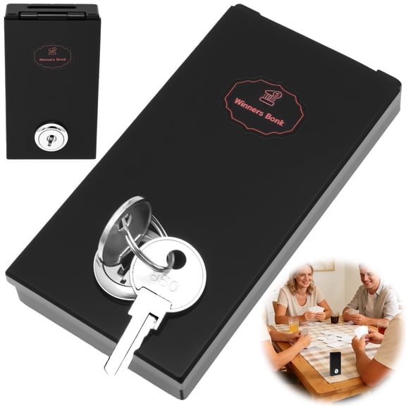 Evjurcn Metal Box for Gambler Portable Safe Casino Money Pocket Sized Cash Box with Key Go Home Money Black