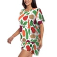 thumbnail image 2 of Bixox Women's Vegetables Printed Pajama Set 2 Piece Lounge Set Top and Shorts Soft Pajamas, Shorts with Pockets, 2 of 7