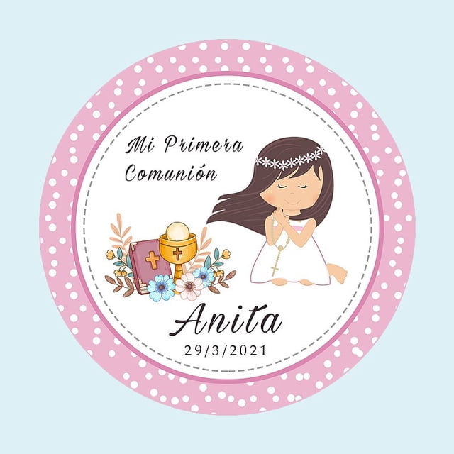 Pegatina de Mi Primera comunión para niño y niña, etiquetas de recuerdo de Primera comunión, bautismo, pegatinas de Primera comunión, Baby Shower