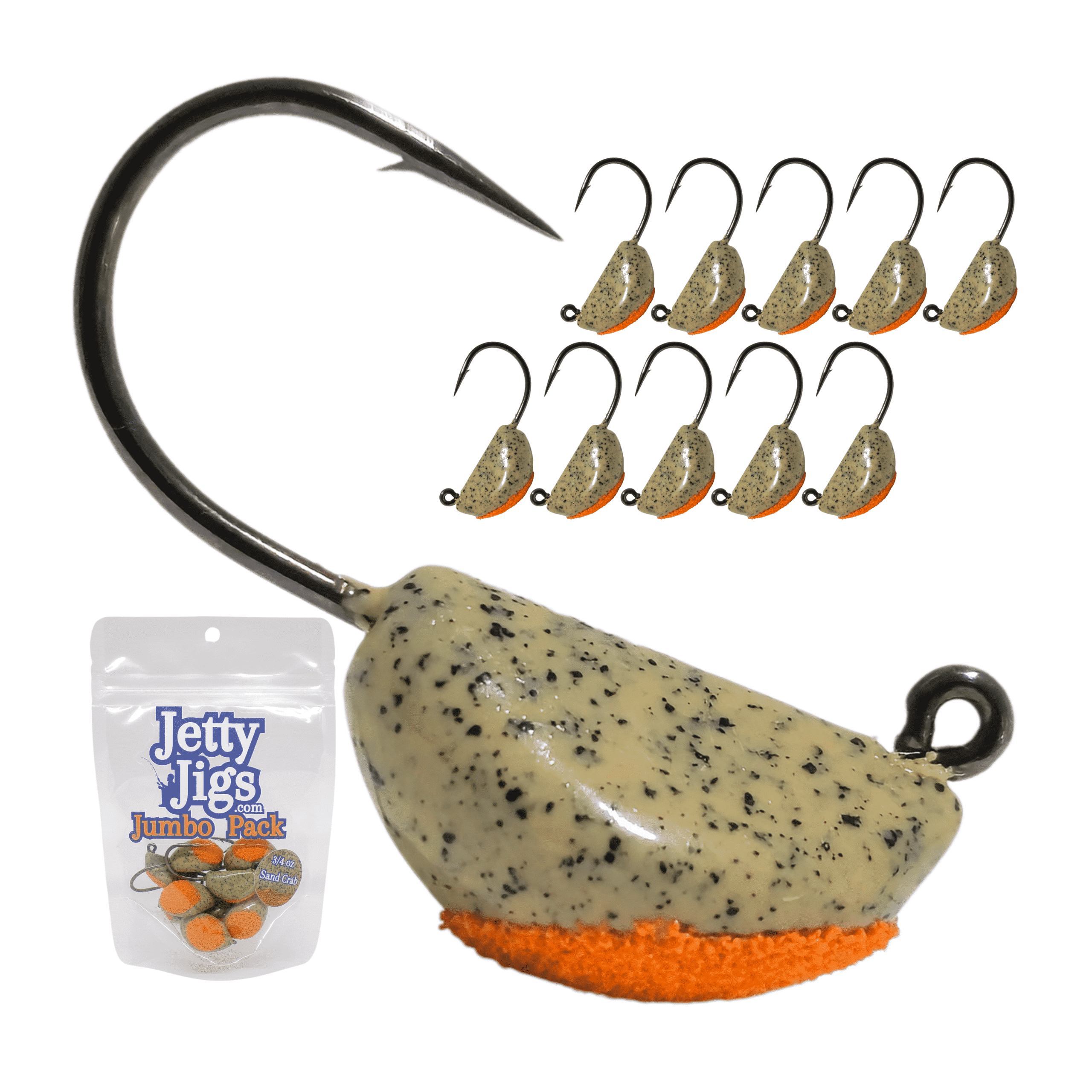 Jetty Jigs Saltwater Jig Heads, 3/4oz, Sand Crab, Jumbo 10 Pack