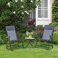 thumbnail image 2 of Outsunny 3pc Patio Rocking Chair Set, Folding Outdoor Rocking Chairs and Table Bistro Set w/ Breathable Mesh Seat & Backrest, Headrest for Park, Backyard, Garden, Grey, 2 of 10