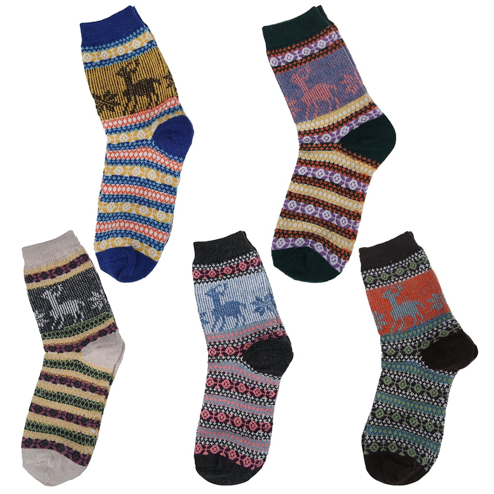 Pack of 3-5 5-9 One Size Yshare Womens Super Thick Crew Soft Wool Winter Comfortable Warm Socks Multicolor 