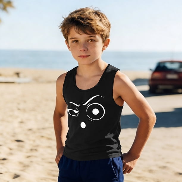 Camisolas de cuello redondo para niños pequeños y niños a la moda, lindas camisetas con estampado degradado, parte inferior suave sin mangas, camisetas para niñas