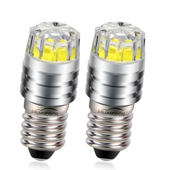Ruiandsion LED Bulb E10 White COB Chip 12V 150LM Energy Saving High Brightness for Flashlights Bike Lights Camping Holiday Decor,(Pack of 2)