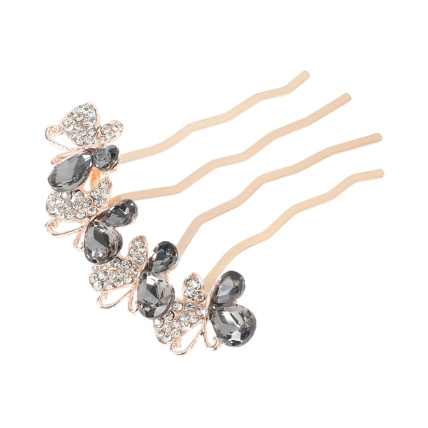Peines Decorativos de Bargains Únicos Peine de Mariposa de Strass Accesorio de Peinado Lateral de Novia para un Estilo Elegante Negro