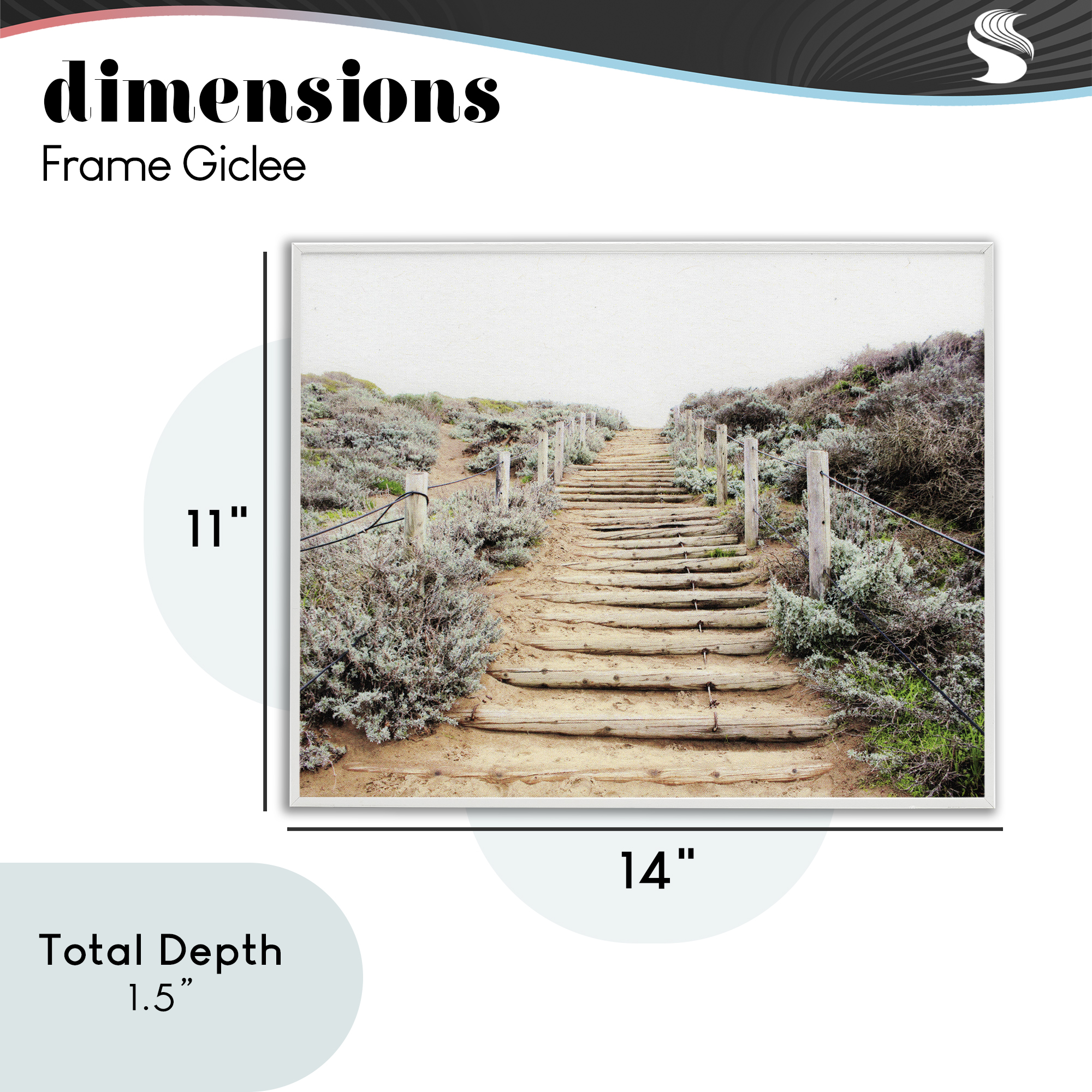 Wooden Stairway to Heaven White Framed Giclee Art, design by Leah Noel Art