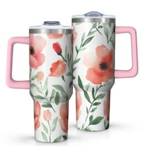 OBREWU Pioneer Flower Tumbler with Handle and Lid,Pioneer Flower 40oz Double Wall Vacuum Insulated Tumbler,Cups Gift for Women and Men