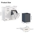 thumbnail image 2 of White Double Tilt Out Laundry Hamper Cabinet Laundry Basket Cabinet Laundry Hamper with 2 Drawers & 2 Baskets for Bathroom,30x30x16in（Barn Door Panel）, 2 of 3