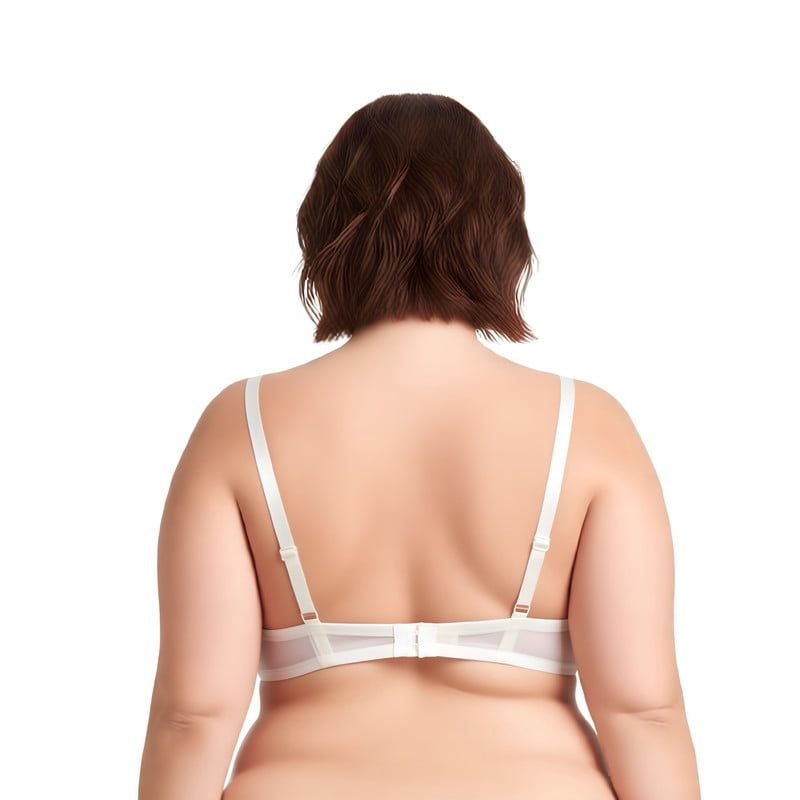 Curve Muse Women's Plus Size Push Up Add 1 and a half Cup Underwire Mesh Bra -2PK-BLACK,CREAM-48DD