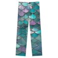 thumbnail image 4 of Mermaid Scale Glitter Fabric Winter Female Pants Flannel High Waist Women Pants Lady Warm Straight Leg Plush Trousers, 4 of 7