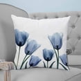 thumbnail image 4 of Blue Tulips 16x16 Pillow Covers Set of 2, Spring Summer Floral Rustic Botanical Throw Pillow Covers Decorative Couch Cushion Case, Microfiber Square Pillowcases for Bedroom Car Living Room, 4 of 7