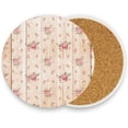 thumbnail image 5 of GZHJMY Printed Round Wood and Flowers Texture Ceramic Coasters with Cork-Backed for Coffee Drink Cup Mat Absorbent Stone Coaster, 4 Pack, 5 of 5