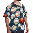 thumbnail image 2 of Baseball Men's Casual Button Down Short Sleeve Printed Summer Beach Shirts, 2 of 6
