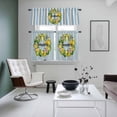 thumbnail image 6 of Lemon Flower Starfish Curtain Tier and Valance Set 3 Piece, Summer Theme Vintage Blue Stripe 3-inch Rod Pocket Window Tier Curtains Valance for Kitchen Living Room, 6 of 9