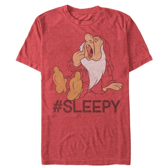 Men's Snow White and the Seven Dwarfs #Sleepy Graphic Tee Red Heather Medium