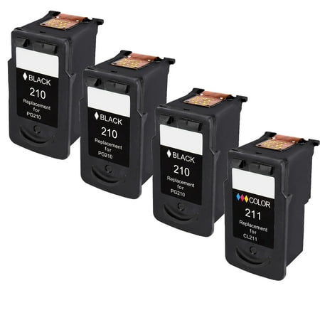 Office Mountain Remanufactured 3xBlack 1xColor Ink Cartridge PG 210 CL 211 For Canon Pixma MP250 MP270 MP480 MP490 MX320 MX330 MX350 MX360 MX410 IP2700