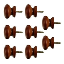 KALLORY Self-Tapping Cabinet Knob Coffee Wood 8Pcs 1.5X1.3X1.3In