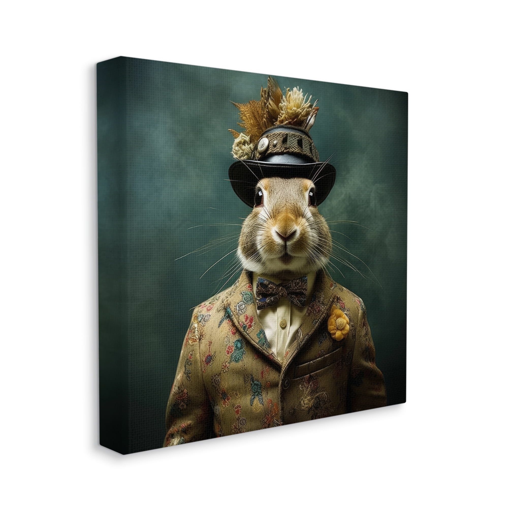 Stupell Industries Rabbit in Vintage Suit Animals & Insects Painting Gallery Wrapped Canvas Art Print Wall Art, 36 x 36