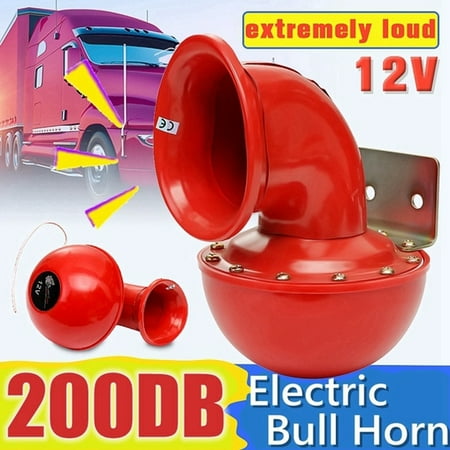 Truck Air Horn Kits - KKmoon Loud 200DB 12V Red Electric Bull Horn Air Horn Raging Sound For Car Motorcycle Truck Boat