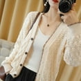 thumbnail image 2 of LOVE DOCK out lace plus size Knitted cardigan Women Korean slim long sleeve sweater Vintage Knitting tops Spring Sunscreen Shirt, 2 of 5