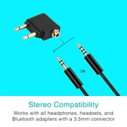MEE audio Airplane Headphone Adapter for In-Flight Entertainment Systems (2 Pack), Black