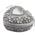 thumbnail image 2 of Caja de joyería clásica Vintage antigua con forma de corazón, anillo, baratija pequeña, organizador de almacenamiento, cofre, regalo de Navidad, plata, 2 of 5