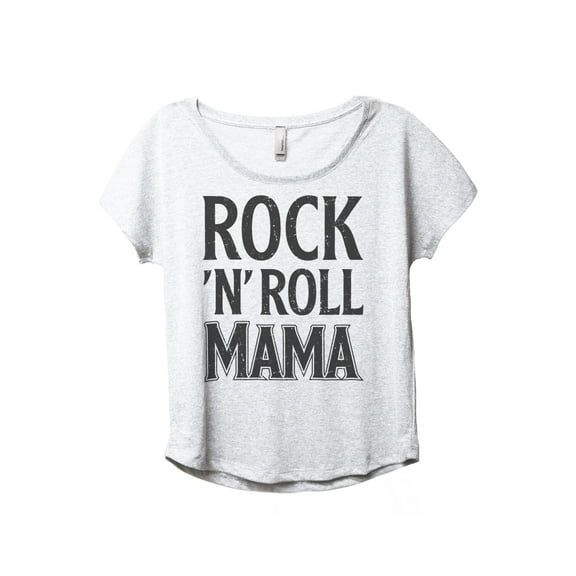 Rock And Roll Mama Women's Fashion Slouchy Dolman T-Shirt Tee Heather White X-Large