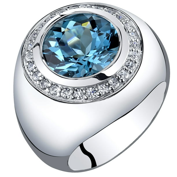Oravo Men's 5.50 ct London Blue Topaz Ring in Sterling Silver