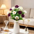 thumbnail image 5 of All Weather UV Resistant Artificial Flowers with Green Foliage, Realistic Faux Plastic Floral Bouquet, Indoor Outdoor Decor for Garden Porch Wedding Home Vase Arrangements(White&Purple), 5 of 7