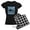 With Checker Pant, variant on CafePress - Shark Bait Pajamas - Women's Short Sleeve Print T-Shirt and Pants Dark Cotton Pajama Set