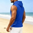thumbnail image 4 of Men's Tank Top Sleeveless Hoodies Hooded Deep V Neck Tees Linen T-Shirt Summer Beach Tops Blue, 4 of 7