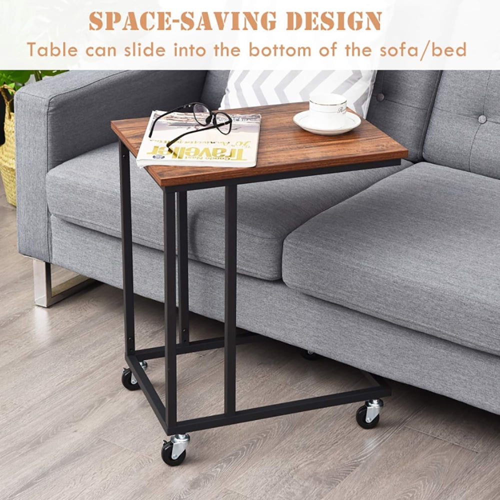 Finihen Side Table, Laptop Holder Sofa Multiple Side End MobileTable, Sofa Side Table, Bed Side Table, for Living Room, Bedroom, Brown
