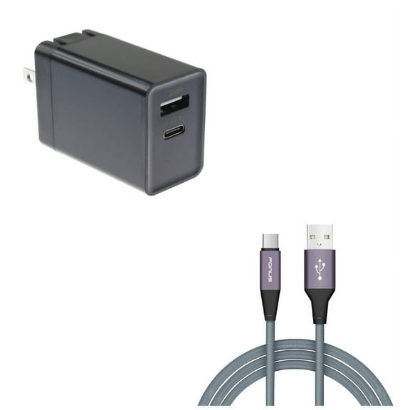 Type-C 10ft USB Cable w 30W Quick Home Charger N8D for Blackberry KEYone, Key2 LE - BLU G9, Vivo XI Plus 5 - CAT S61 S48c - Coolpad Legacy - Essential Phone (PH-1) - Google Pixel XL 3a XL 3 XL