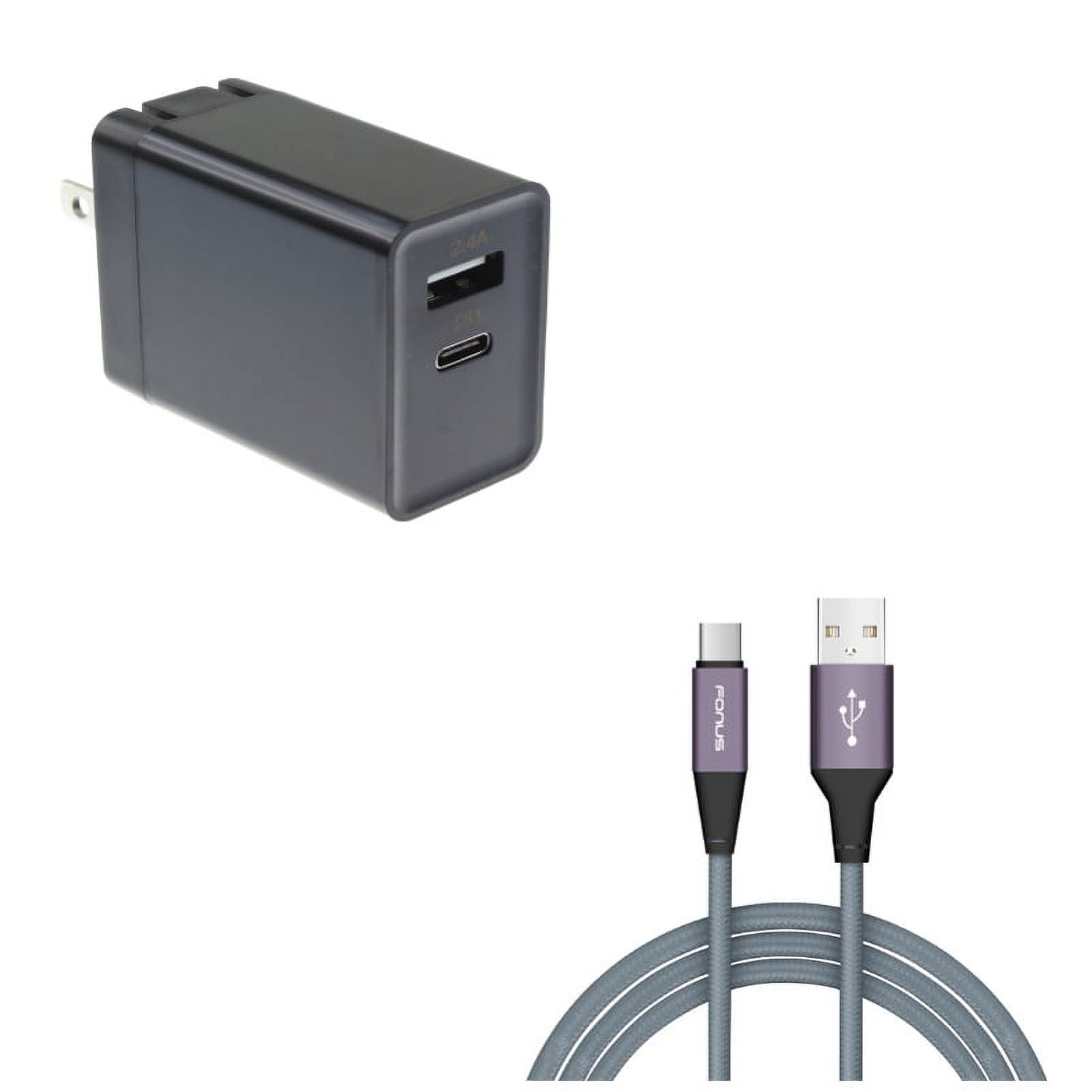 Power Cord Type-C 10ft USB Cable w 2-Port USB 30W Quick Home Charger Q7W for Samsung Galaxy Tab S6 10.5 S5e 10.5 S4 10.5 Note 10 Plus A 10.1 (2019) Fold A20 A10e - Sony Xperia 5 10 Plus 1