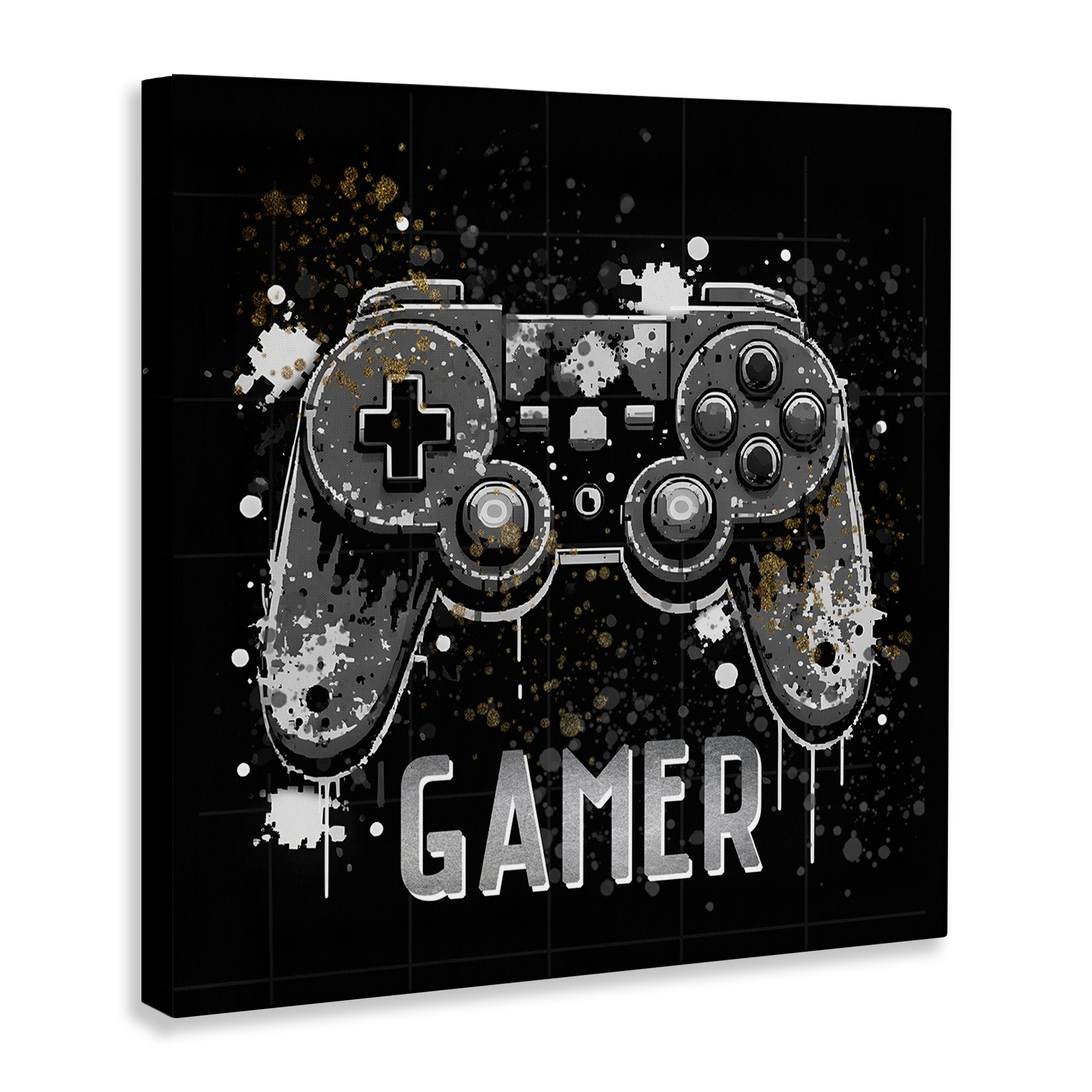 Stupell Industries Pixel Style Gamer Entertainment Painting Wrapped Canvas Art Print Wall Art, 24 x 24