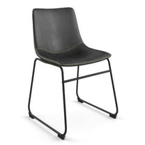 Pemberly Row Vegan Leather Side Chairs with Black Legs (Set of 2) in Black
