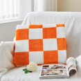 thumbnail image 5 of Checkered Throw Blanket for Couch and Bed, Luxurious Fleece Blanket with Checkerboard Grid Home Decor, Soft Cozy Orange and White Warm Blankets for Spring, 50"x60", 5 of 5