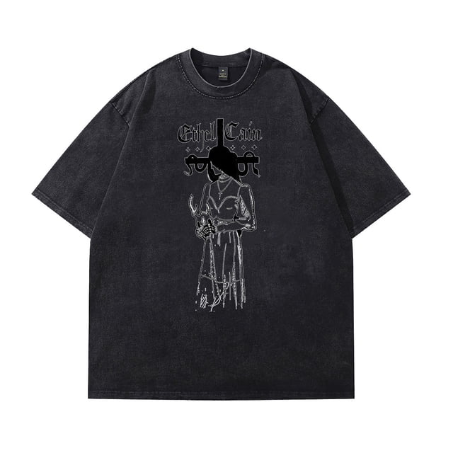 Camiseta Ethel Cain Merch Golden Age, camiseta vaquera lavada, moda informal de verano, algodón, diseño elegante,black,XXXL,Unitalla