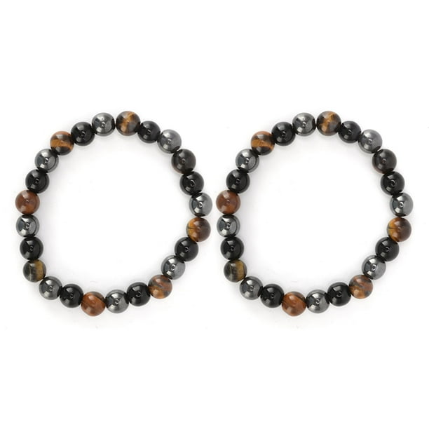 Pulsera de Piedra Negro Natural, Pulsera de Piedra Ocular de Tigre Regalo Trae Suerte y Prosperidad para los Hombres