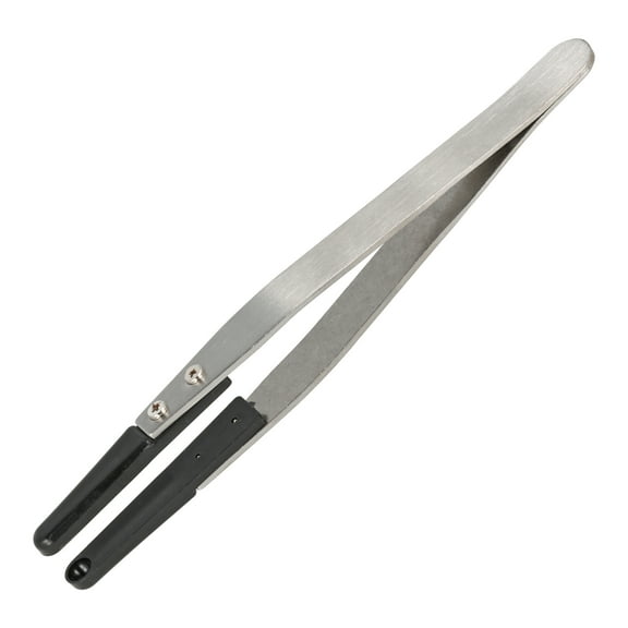 The Beadsmith Fiber-Tip Tweezers – 4.6” Tool with Round Indent Tips, Securely Hold Beads