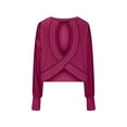 thumbnail image 4 of Samickarr Open Back Workout Tops for Women Oversized Long Sleeve Crew Neck Athletic Tees Gym Yoga Fashion Shirts, 4 of 9