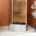 thumbnail image 5 of XBrand 68" H Freestanding Modern Indoor/Outdoor Waterfall Fountain w/ Decorative Rocks, LED Lights & Auto-Shut Off Pump, Stainless Steel Silver Frame/ Bronze Glass, 5 of 13
