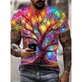 thumbnail image 2 of Large Size Men's Novelty 3D Glowing Tree Print, Shirt, Casual Fashion, Shirt, Street Style Short Sleeve Crew Neck Shirt, 2 of 6