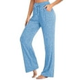 thumbnail image 1 of Innerwin Women's Elastic Waist Solid Color Yoga Pants, Light Blue, Size L, 1 of 6